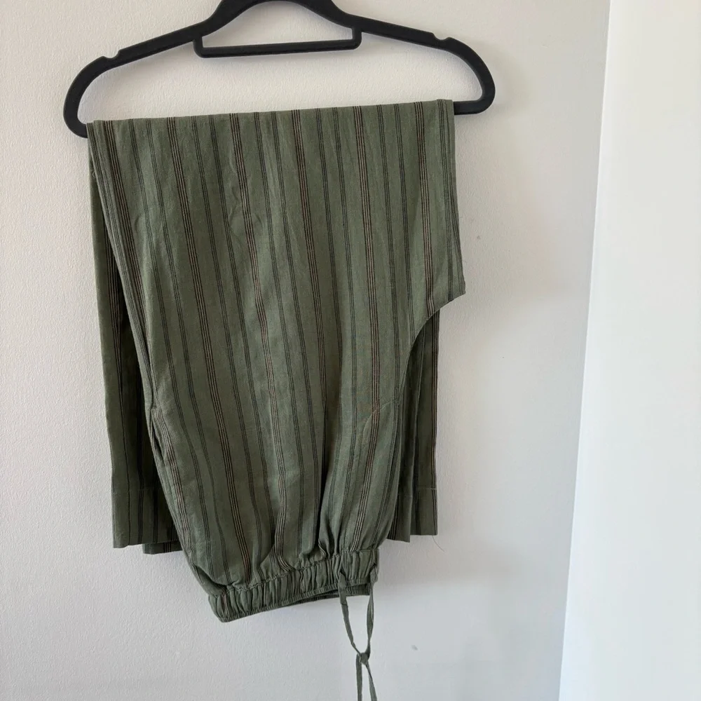 Zara Striped Linen & Cotton Blend Long Pants Bottom Size‎ M NWOT